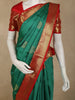 Deep Bottle Green Floral Butta Zari Woven Design Pure Kanchipuram Silk Saree with Contrast Zari Border