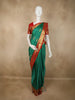 Deep Bottle Green Floral Butta Zari Woven Design Pure Kanchipuram Silk Saree with Contrast Zari Border