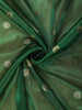 Deep Bottle Green Floral Butta Zari Woven Design Tissue Saree with Designer Lace Border