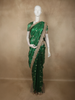 Deep Bottle Green Floral Butta Zari Woven Design Tissue Saree with Designer Lace Border