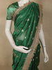 Deep Bottle Green Floral Butta Zari Woven Design Tissue Saree with Designer Lace Border