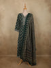 Deep Bottle Green Floral Printed Design Cotton Straight Cut Salwar with Dupatta