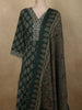 Deep Bottle Green Floral Printed Design Cotton Straight Cut Salwar with Dupatta