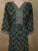 Deep Bottle Green Floral Printed Design Cotton Straight Cut Salwar with Dupatta
