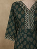 Deep Bottle Green Floral Printed Design Cotton Straight Cut Salwar with Dupatta