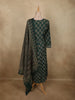 Deep Bottle Green Floral Printed Design Cotton Straight Cut Salwar with Dupatta