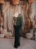 Deep Bottle Green Floral Sequins and Beads Embroidered Design Satin Party Wear Corset Skirt Top with Matching Dupatta