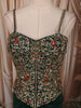 Deep Bottle Green Floral Sequins and Beads Embroidered Design Satin Party Wear Corset Skirt Top with Matching Dupatta