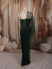 Deep Bottle Green Floral Sequins and Beads Embroidered Design Satin Party Wear Corset Skirt Top with Matching Dupatta