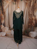 Deep Bottle Green Floral Zari Embroidered Design Chiffon Fancy Palazzo Suit