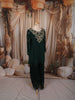 Deep Bottle Green Floral Zari Embroidered Design Chiffon Fancy Palazzo Suit