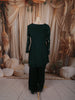 Deep Bottle Green Floral Zari Embroidered Design Chiffon Fancy Palazzo Suit