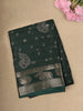 Deep Bottle Green Floral and Paisley Motif Woven Design Crepe Saree
