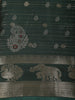 Deep Bottle Green Floral and Paisley Motif Woven Design Crepe Saree