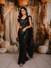 Deep Bottle Green Heavy Sequins Embroidered Design Holographic Ready To Wear Saree with Ruffled Layer Pallu