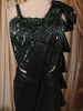 Deep Bottle Green Heavy Sequins Embroidered Design Holographic Ready To Wear Saree with Ruffled Layer Pallu
