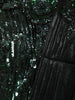 Deep Bottle Green Heavy Sequins Embroidered Design Holographic Ready To Wear Saree with Ruffled Layer Pallu