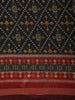Deep Bottle Green Ikat Printed Design Linen Cotton Saree with Zari Border