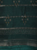 Deep Bottle Green Ikat Printed Design Mixed Cotton Saree with Zari Woven Border