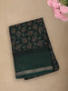 Deep Bottle Green Paisley Printed Design Crepe Silk Saree with Sequins Border