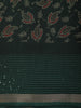 Deep Bottle Green Paisley Printed Design Crepe Silk Saree with Sequins Border