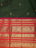 Deep Bottle Green Peacock Butta Zari Woven Design Pure Kanchipuram Silk Saree with Contrast Varisai Pattu Border
