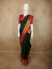 Deep Bottle Green Peacock Butta Zari Woven Design Pure Kanchipuram Silk Saree with Contrast Varisai Pattu Border