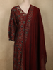 Deep Brick Maroon Floral Printed Design Cotton Salwar Suit with Dupatta