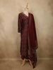 Deep Brick Maroon Floral Printed Design Cotton Salwar Suit with Dupatta