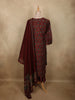 Deep Brick Maroon Floral Printed Design Cotton Salwar Suit with Dupatta