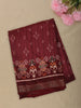 Deep Brick Maroon Ikat Printed Design Mixed Cotton Saree with Zari Border