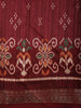 Deep Brick Maroon Ikat Printed Design Mixed Cotton Saree with Zari Border