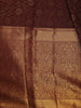 Deep Brown Floral Design Woven Pure Kanchipuram Silk Saree
