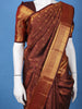 Deep Brown Floral Design Woven Pure Kanchipuram Silk Saree