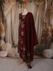 Deep Burgundy Floral Printed Design Cotton Straight Cut Salwar Suit with Dupatta