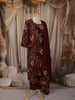 Deep Burgundy Floral Printed Design Cotton Straight Cut Salwar Suit with Dupatta