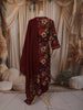 Deep Burgundy Floral Printed Design Cotton Straight Cut Salwar Suit with Dupatta