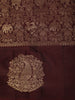 Deep Burgundy Floral Zari Woven Design Pure Kanchipuram Silk Saree with Butta Zari Border