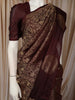 Deep Burgundy Floral Zari Woven Design Pure Kanchipuram Silk Saree with Butta Zari Border