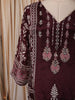 Deep Burgundy Floral and Paisley Printed Design Crepe Silk Straight Cut Salwar Suit with Matching Printed Dupatta
