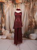 Deep Burgundy Heavy Sequins Embroidered Design Sequins Party Wear Palazzo Suit with Matching Dupatta