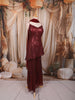 Deep Burgundy Heavy Sequins Embroidered Design Sequins Party Wear Palazzo Suit with Matching Dupatta