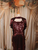 Deep Burgundy Heavy Sequins and Beads Embroidered Design Holographic Skirt Top with Cape