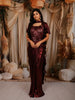 Deep Burgundy Heavy Sequins and Beads Embroidered Design Holographic Skirt Top with Cape