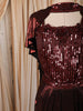 Deep Burgundy Heavy Sequins and Beads Embroidered Design Holographic Skirt Top with Cape