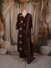 Deep Burgundy Lotus Floral Motif Printed Design Cotton Straight Cut Salwar Suit with Matching Dupatta