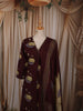 Deep Burgundy Lotus Floral Motif Printed Design Cotton Straight Cut Salwar Suit with Matching Dupatta