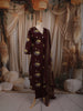 Deep Burgundy Lotus Floral Motif Printed Design Cotton Straight Cut Salwar Suit with Matching Dupatta