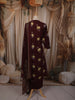 Deep Burgundy Lotus Floral Motif Printed Design Cotton Straight Cut Salwar Suit with Matching Dupatta