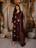 Deep Burgundy Lotus Floral Motif Printed Design Cotton Straight Cut Salwar Suit with Matching Dupatta